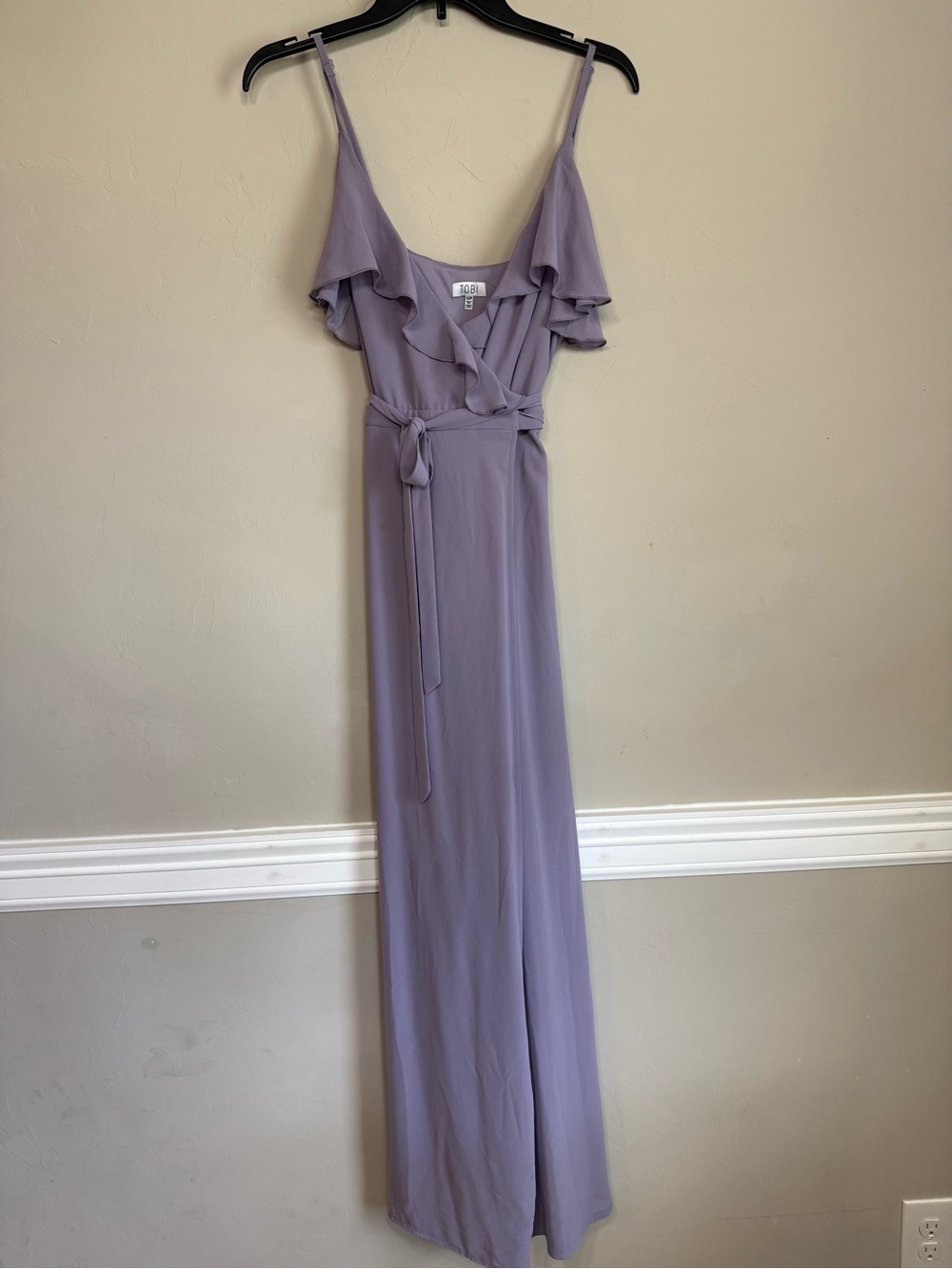 Tobi Lavender Ruffle Wrap Maxi Dress with Tie Waist